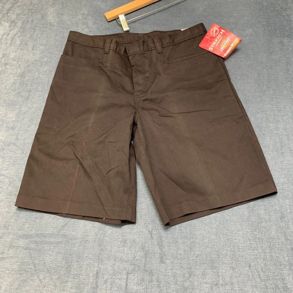 Dickies Shorts Womens 11 Black Cotton Stretch Pockets Outdoor Flat Front Zip Fly